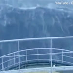 Terrifying moment huge ship is hit by 100ft mega wave during monster storm