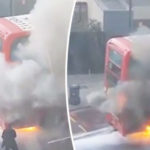 WATCH: Shocking footage as London bus bursts into flames as screaming passengers run
