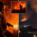 Huge grass fire blows to the foot of Cape Town’s iconic Table Mountain as the city’s skyline is engulfed by flames
