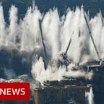 The moment 4,500 tonnes of concrete is blown up in Italy