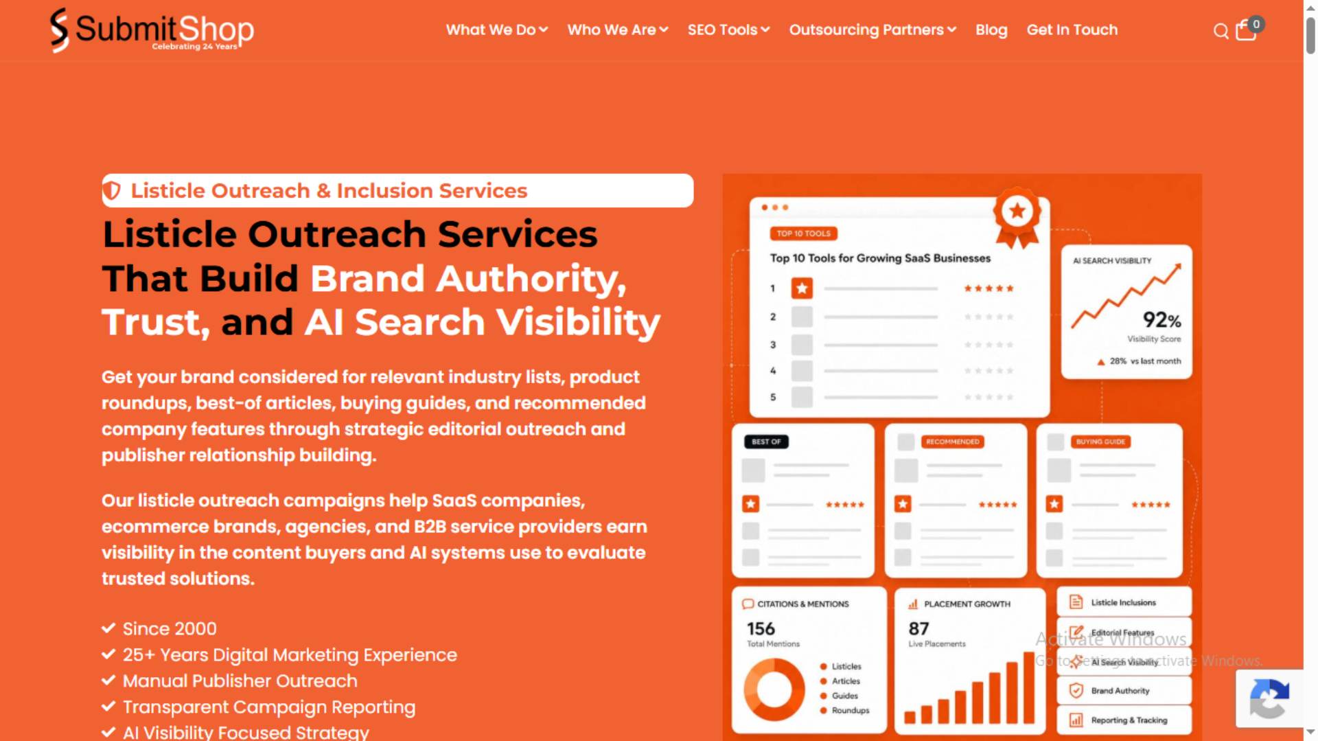 SubmitShop Listicle Outreach